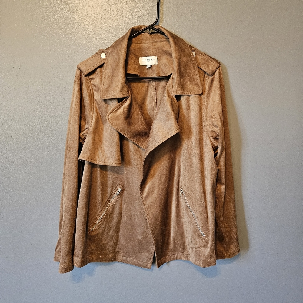 Skies are Blue Brown (faux suede) Moto Jacket